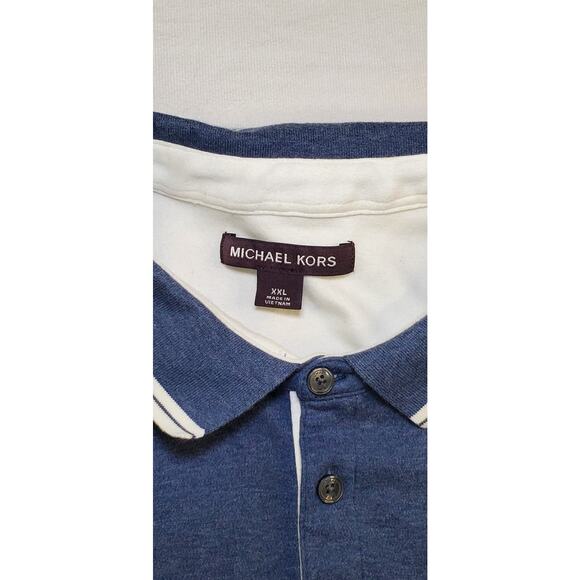 Michael Kors Size XXL Men's Blue Long Sleeve Polo Greenwich 100% Cotton CA12 - Picture 6 of 8
